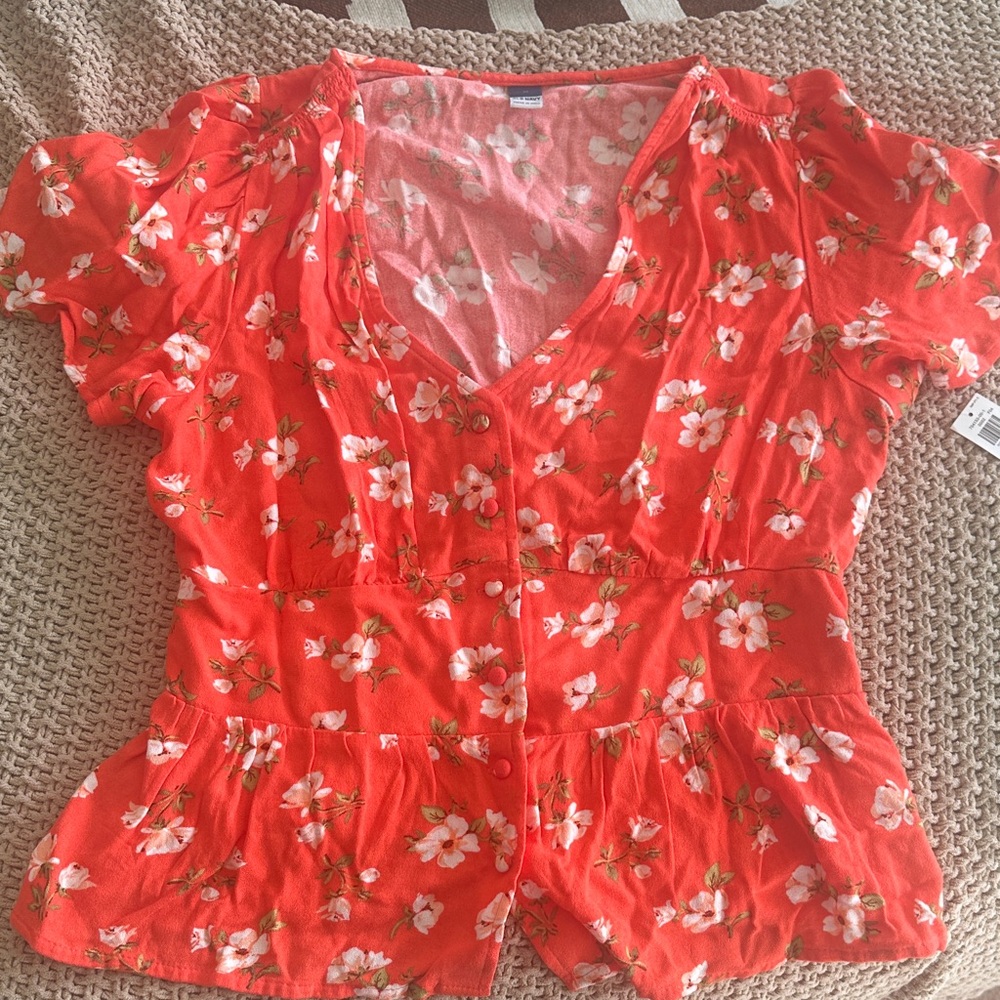 Old Navy Floral Red Blouse